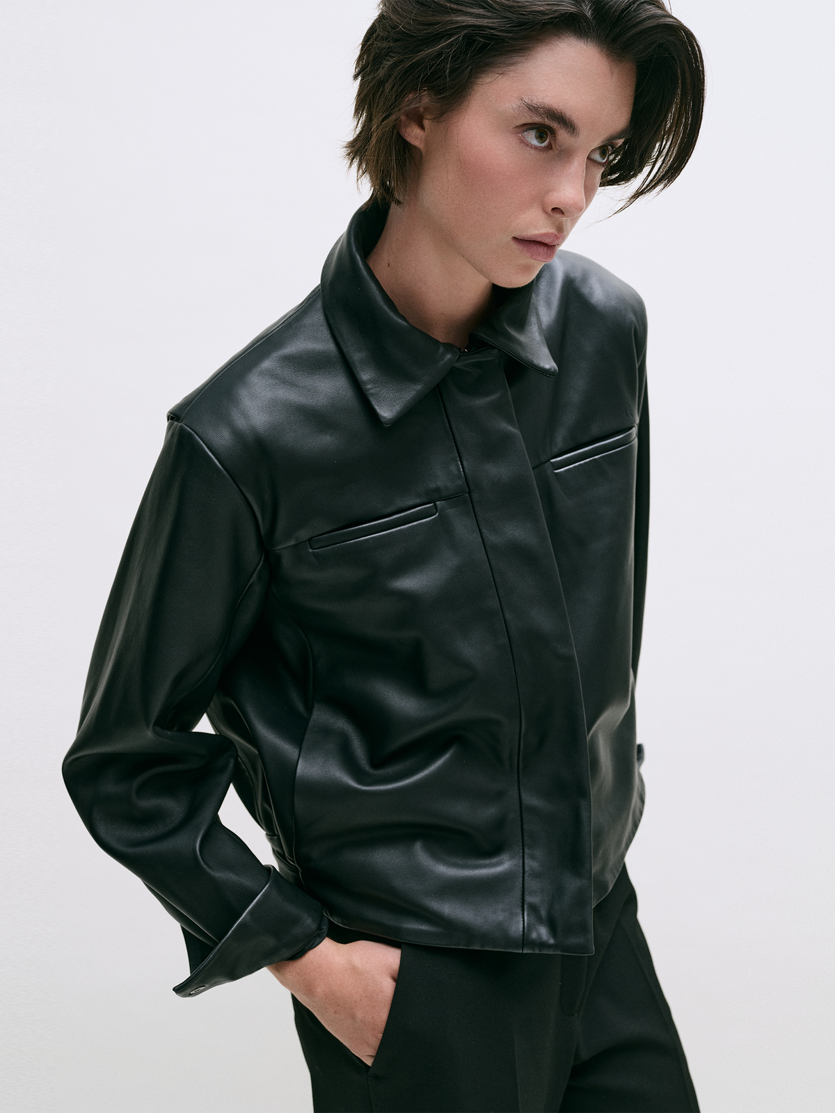 The Andrea Jacket by GROES in black nappa leather